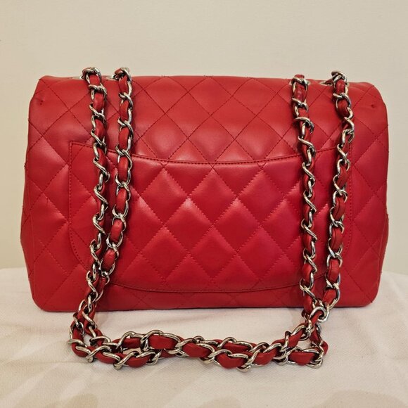 CHANEL jumbo lambskin red bag - Picture 3 of 8
